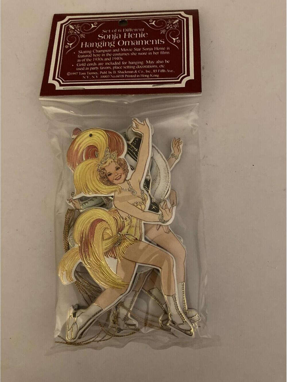 Sonja Henie Ice Skater Movie Star Hanging Ornament Set Of 6 Shackman Tom Tierney